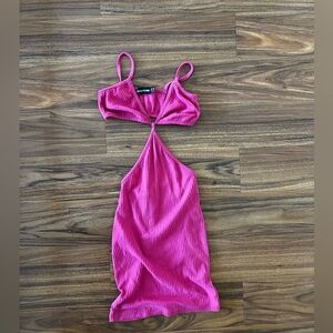 Prettylittlething nwot Pink cut out Ribbed Dress